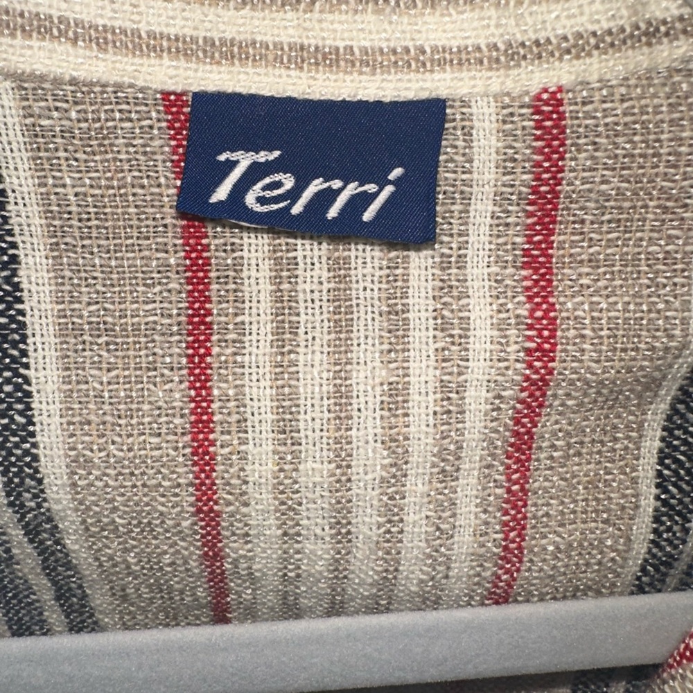 Terri Cream and Red Striped Lightweight Blazer - Picture 8 of 8